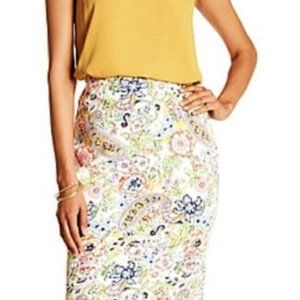 Philosophy Cream Paisley Pencil Skirt Size 12